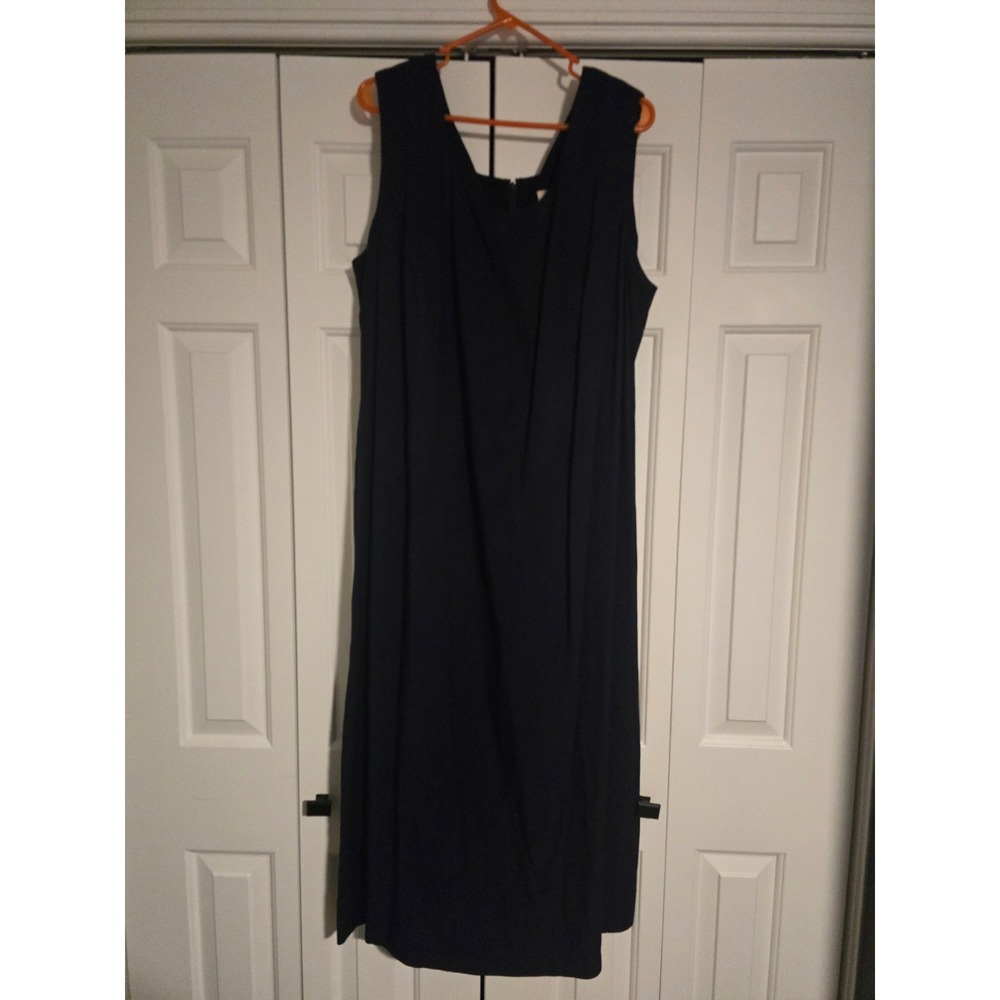SL Fashions Womens Navy Blue Sleeveless Sheath Midi Dress Size 22W Crepe 680030